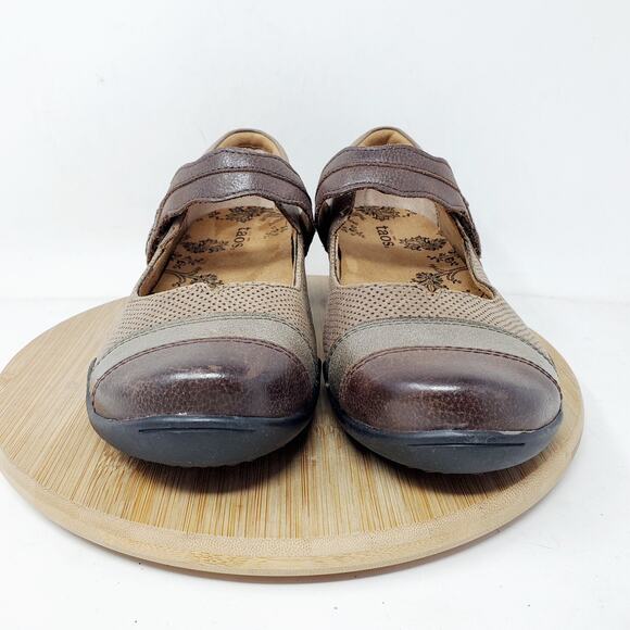 Taos Mary Jane Shoes Womens 7 WIDE Bravo Brown Leather Patchwork Comfort Office - Picture 3 of 12